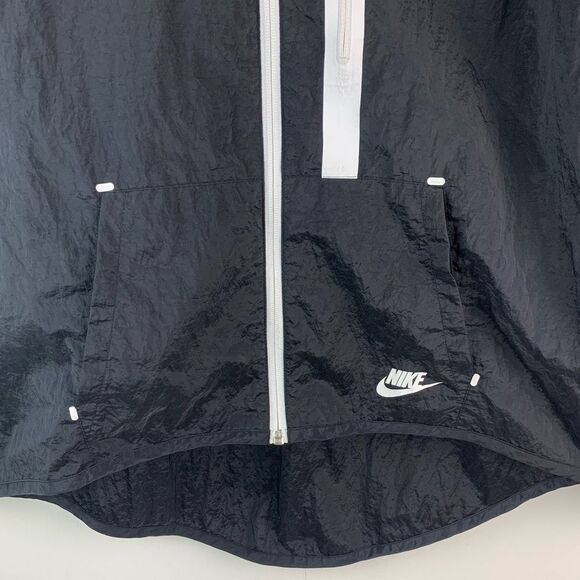 Nike Women's Tech Aeroshield Moto Black & White Jacket hooded raincoat sz large - Picture 3 of 9